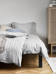 Nell (Tone on Tone Striping) Cotton Sateen Light Gray Duvet Cover