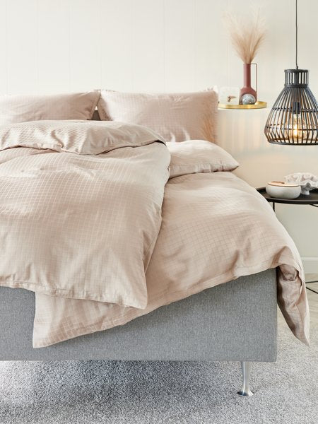 Ingeborg (Tone on Tone Squares) Cotton Sateen Sand Duvet Cover