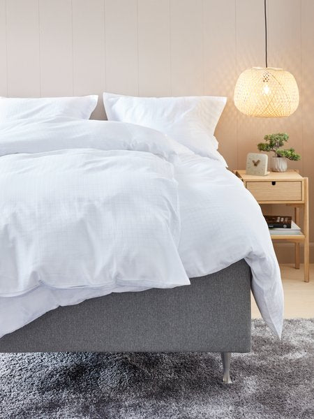 Ingeborg (Tone on Tone Squares) Cotton Sateen White Duvet Cover