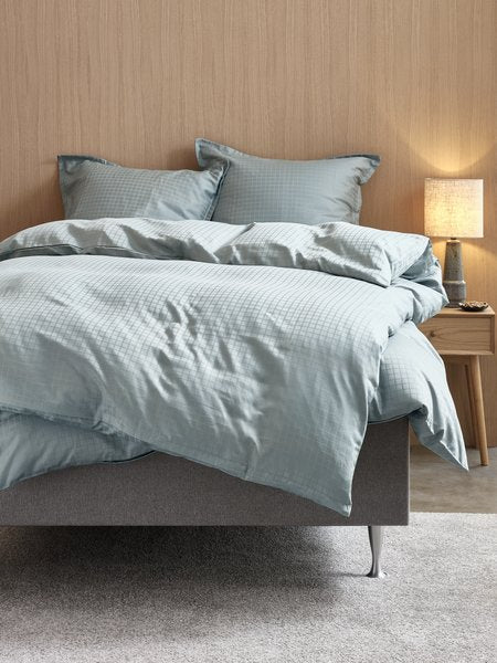Ingeborg (Tone on Tone Squares) Cotton Sateen Pale Green Duvet Cover