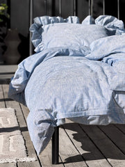 Ninna (Pinstripe) Cotton Blue Duvet Cover