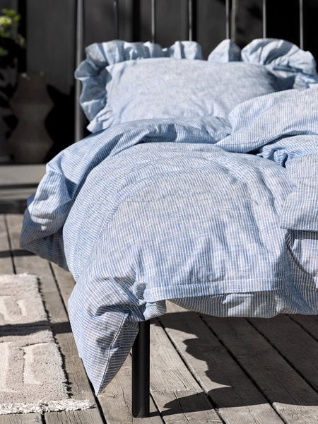 Ninna (Pinstripe) Cotton Blue Duvet Cover