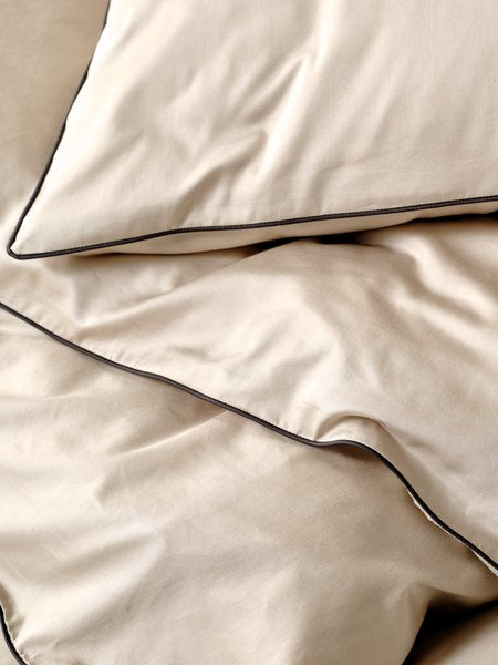 Sanna (Contrast Piping) Cotton/Bamboo Sateen Sand Duvet Cover