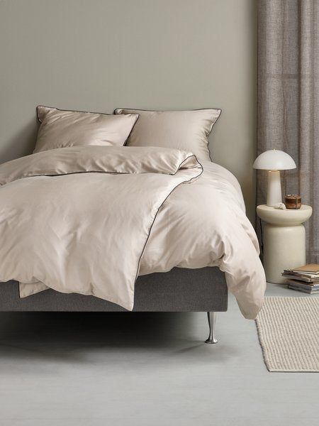 Sanna (Contrast Piping) Cotton/Bamboo Sateen Sand Duvet Cover