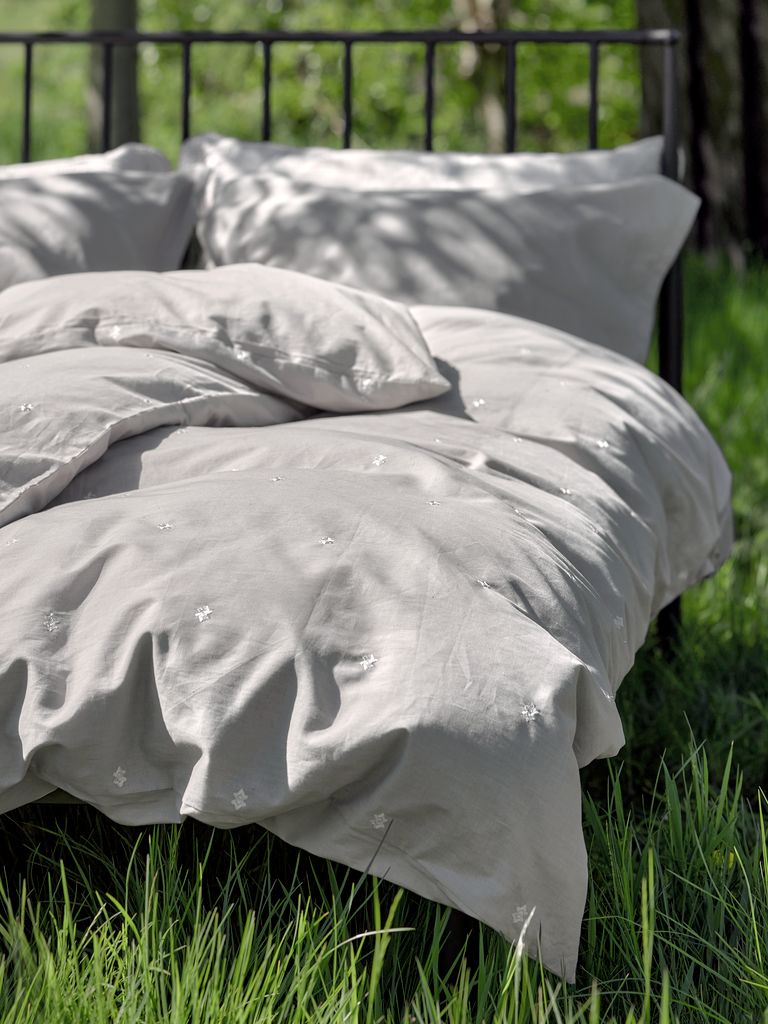 ELLIE Cotton Gray Embroidered European Single Duvet Cover