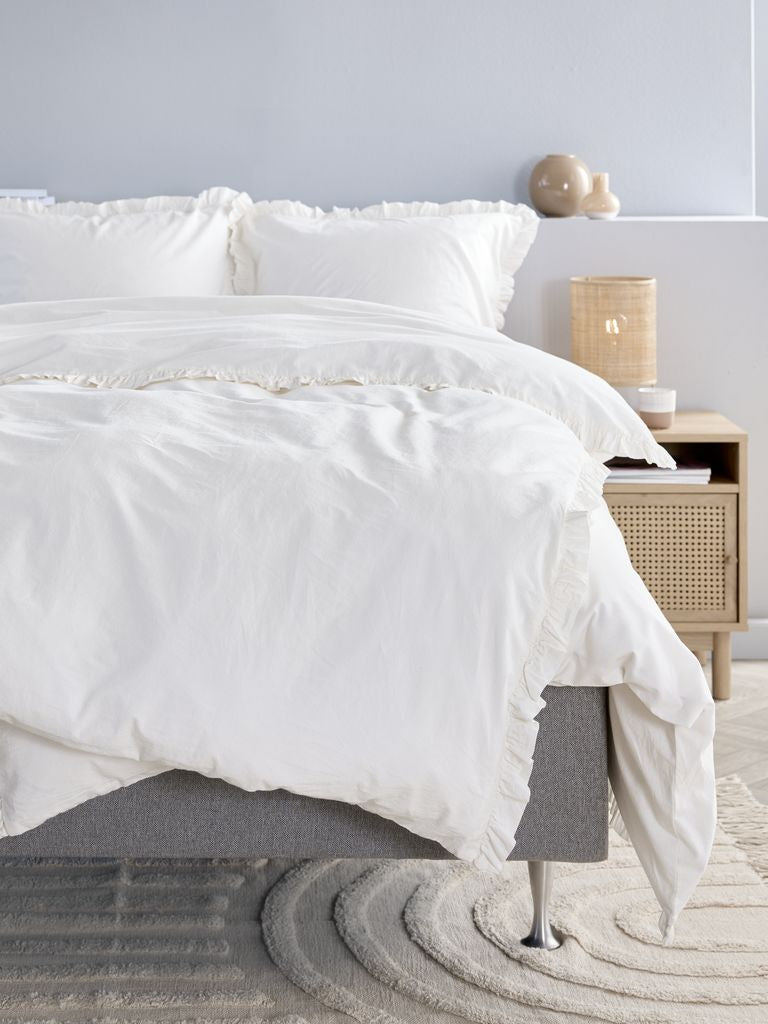 ELMA Washed Cotton White European Single Duvet Cover